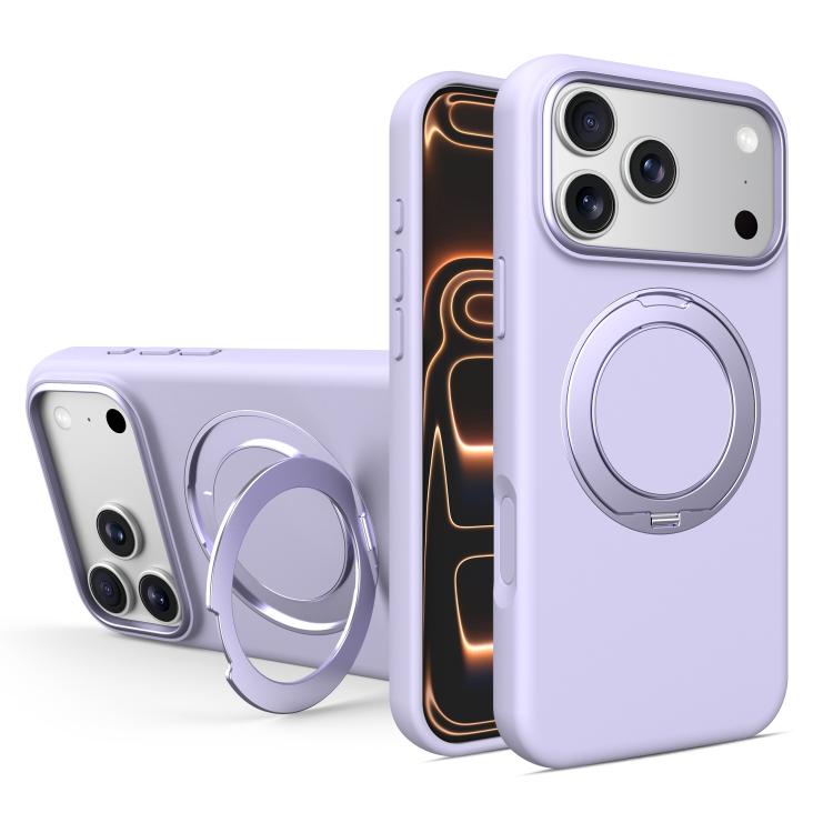 Custodia magnetica per telefono in silicone liquido con supporto girevole, For iPhone 17 Pro Max, For iPhone 17 Pro, For iPhone 17