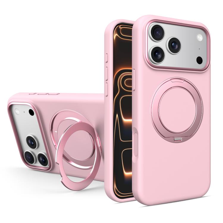 Custodia magnetica per telefono in silicone liquido con supporto girevole, For iPhone 17 Pro Max, For iPhone 17 Pro, For iPhone 17