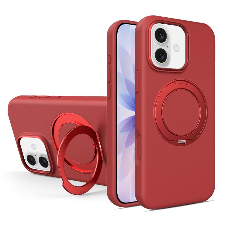 Custodia magnetica per telefono in silicone liquido con supporto girevole, For iPhone 17 Pro Max, For iPhone 17 Pro, For iPhone 17