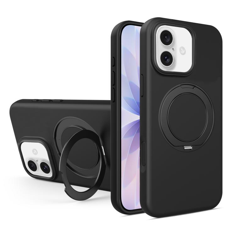 Custodia magnetica per telefono in silicone liquido con supporto girevole, For iPhone 17 Pro Max, For iPhone 17 Pro, For iPhone 17
