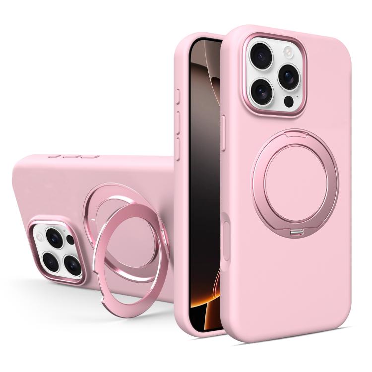 Custodia magnetica per telefono in silicone liquido con supporto girevole, For iPhone 16 Pro Max, For iPhone 16 Pro, For iPhone 16