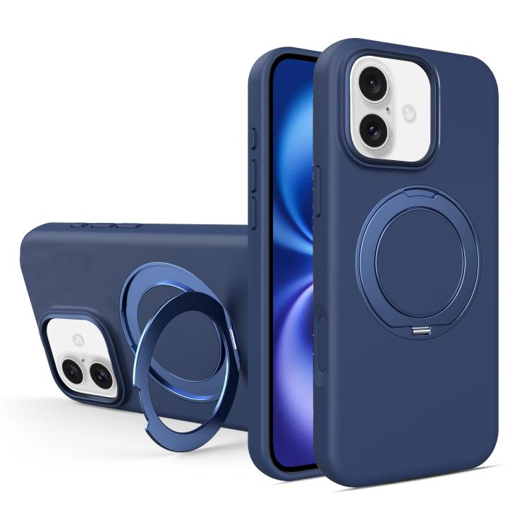 Custodia magnetica per telefono in silicone liquido con supporto girevole, For iPhone 16 Pro Max, For iPhone 16 Pro, For iPhone 16