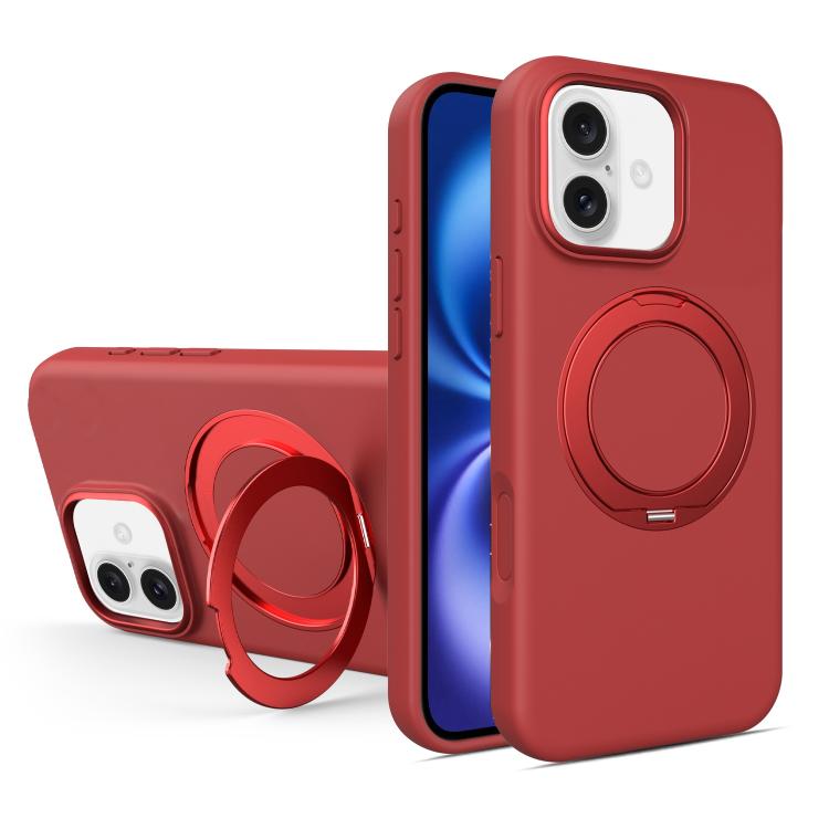 Custodia magnetica per telefono in silicone liquido con supporto girevole, For iPhone 16 Pro Max, For iPhone 16 Pro, For iPhone 16