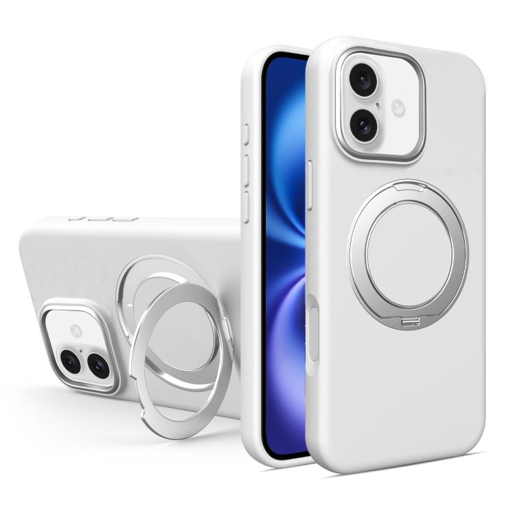 Custodia magnetica per telefono in silicone liquido con supporto girevole, For iPhone 16 Pro Max, For iPhone 16 Pro, For iPhone 16