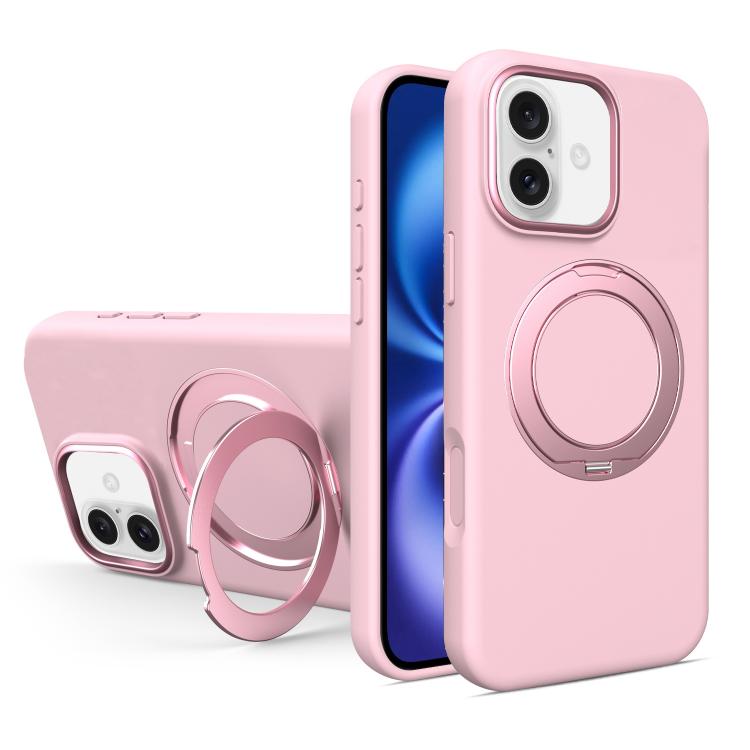 Custodia magnetica per telefono in silicone liquido con supporto girevole, For iPhone 16 Pro Max, For iPhone 16 Pro, For iPhone 16