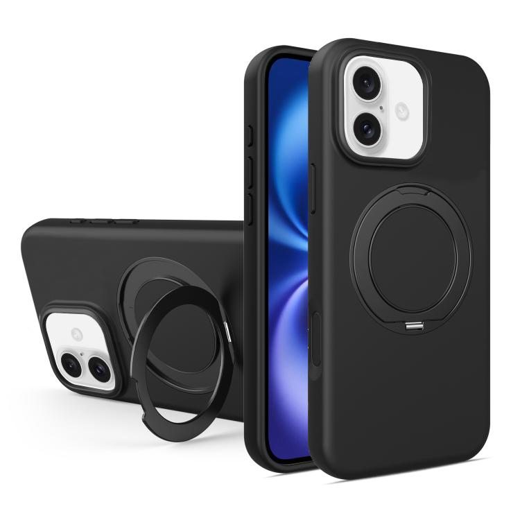 Custodia magnetica per telefono in silicone liquido con supporto girevole, For iPhone 16 Pro Max, For iPhone 16 Pro, For iPhone 16