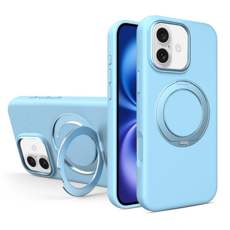 Custodia magnetica per telefono in silicone liquido con supporto girevole, For iPhone 16 Pro Max, For iPhone 16 Pro, For iPhone 16
