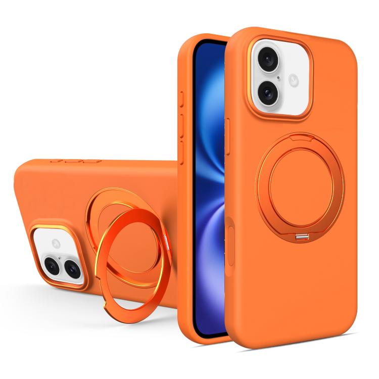 Custodia magnetica per telefono in silicone liquido con supporto girevole, For iPhone 16 Pro Max, For iPhone 16 Pro, For iPhone 16