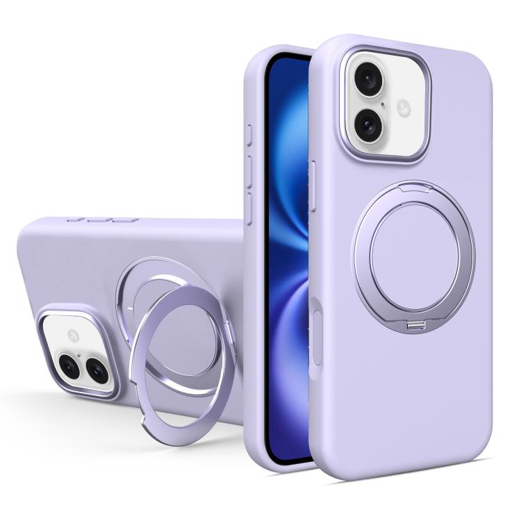 Custodia magnetica per telefono in silicone liquido con supporto girevole, For iPhone 16 Pro Max, For iPhone 16 Pro, For iPhone 16