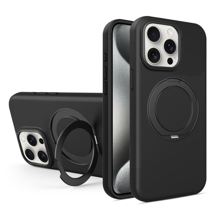 Custodia magnetica per telefono in silicone liquido con supporto girevole, For iPhone 15 Pro Max, For iPhone 15 Pro, For iPhone 15