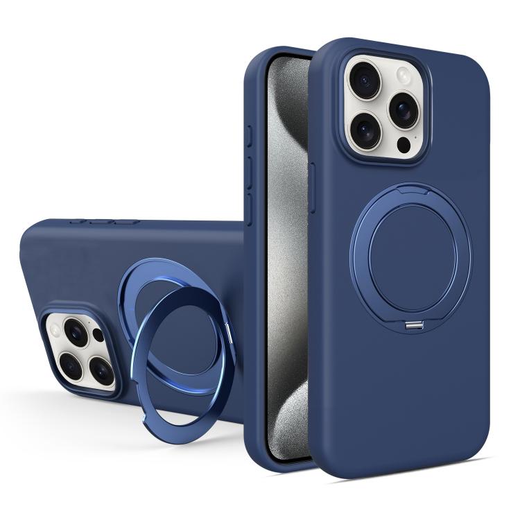 Custodia magnetica per telefono in silicone liquido con supporto girevole, For iPhone 15 Pro Max, For iPhone 15 Pro, For iPhone 15