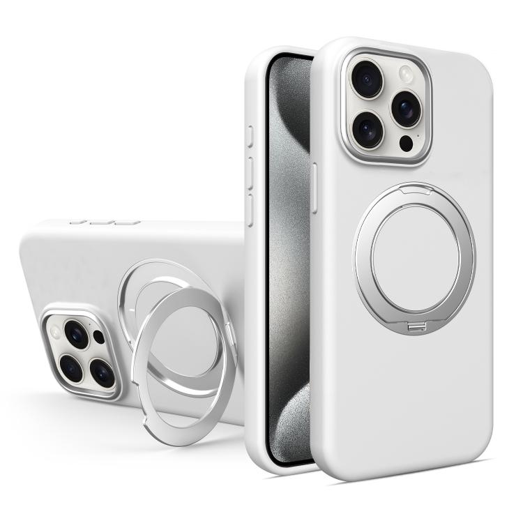 Custodia magnetica per telefono in silicone liquido con supporto girevole, For iPhone 15 Pro Max, For iPhone 15 Pro, For iPhone 15