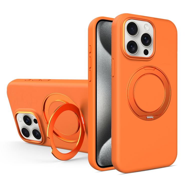 Custodia magnetica per telefono in silicone liquido con supporto girevole, For iPhone 15 Pro Max, For iPhone 15 Pro, For iPhone 15