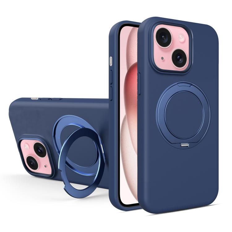 Custodia magnetica per telefono in silicone liquido con supporto girevole, For iPhone 15 Pro Max, For iPhone 15 Pro, For iPhone 15