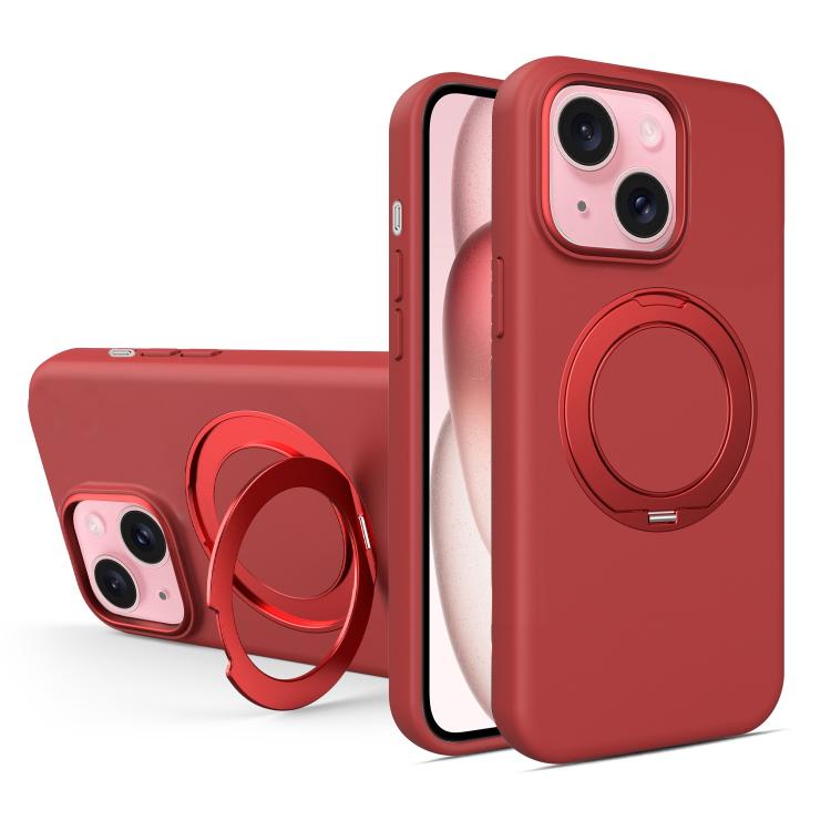 Custodia magnetica per telefono in silicone liquido con supporto girevole, For iPhone 15 Pro Max, For iPhone 15 Pro, For iPhone 15