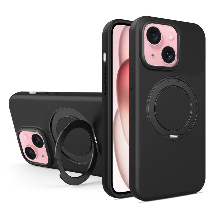 Custodia magnetica per telefono in silicone liquido con supporto girevole, For iPhone 15 Pro Max, For iPhone 15 Pro, For iPhone 15