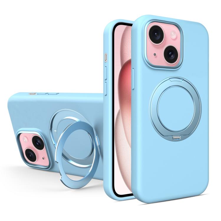 Custodia magnetica per telefono in silicone liquido con supporto girevole, For iPhone 15 Pro Max, For iPhone 15 Pro, For iPhone 15