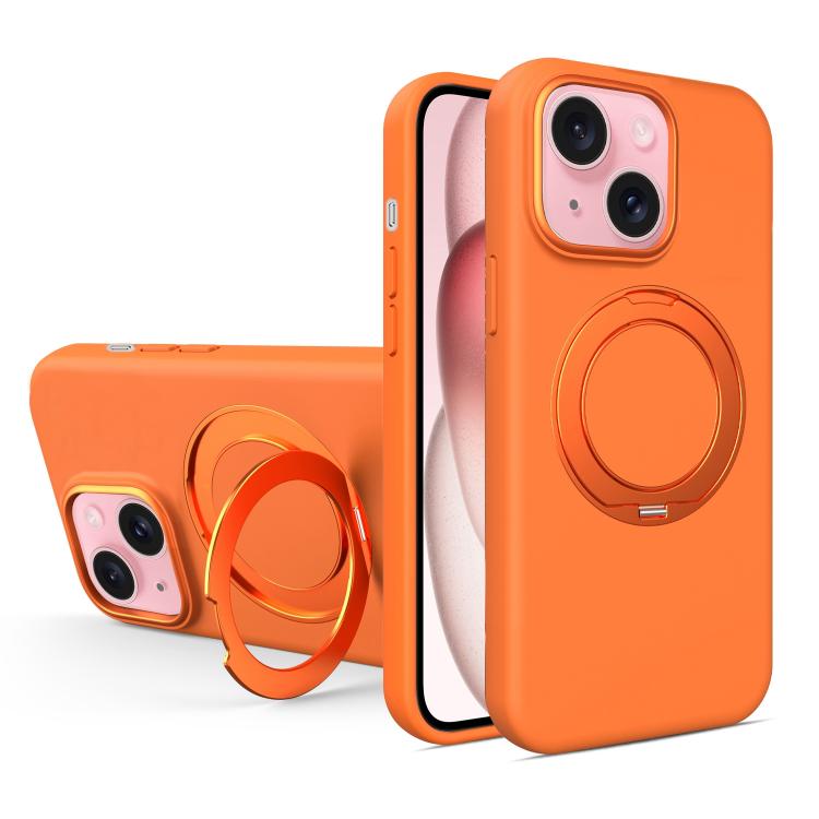 Custodia magnetica per telefono in silicone liquido con supporto girevole, For iPhone 15 Pro Max, For iPhone 15 Pro, For iPhone 15