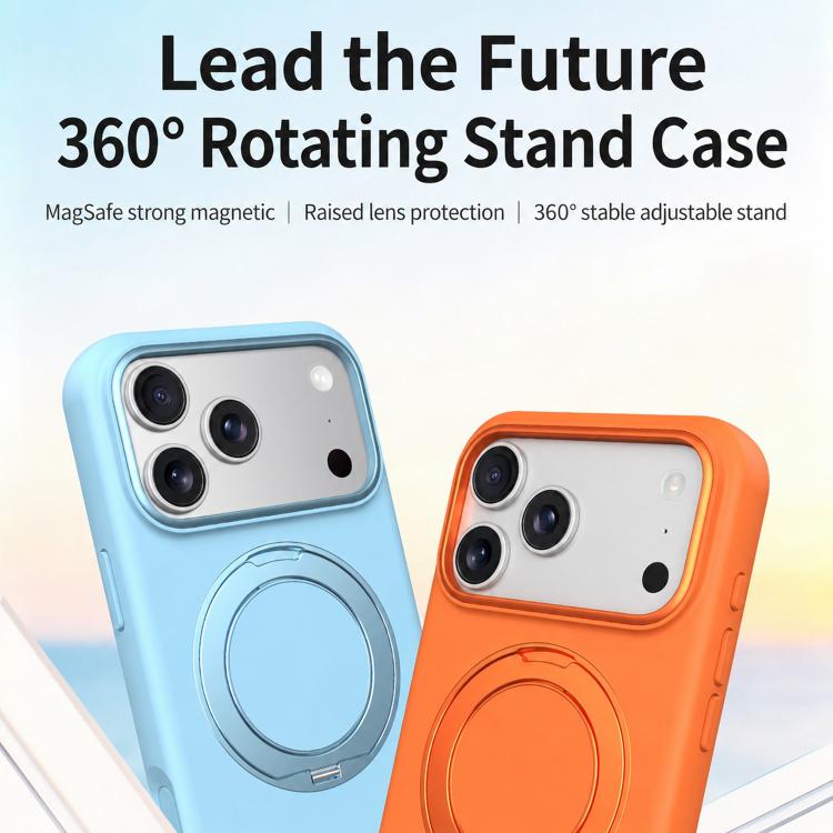 Custodia magnetica per telefono in silicone liquido con supporto girevole, For iPhone 17 Pro Max, For iPhone 17 Pro, For iPhone 17