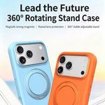 Custodia magnetica per telefono in silicone liquido con supporto girevole, For iPhone 16 Pro Max, For iPhone 16 Pro, For iPhone 16