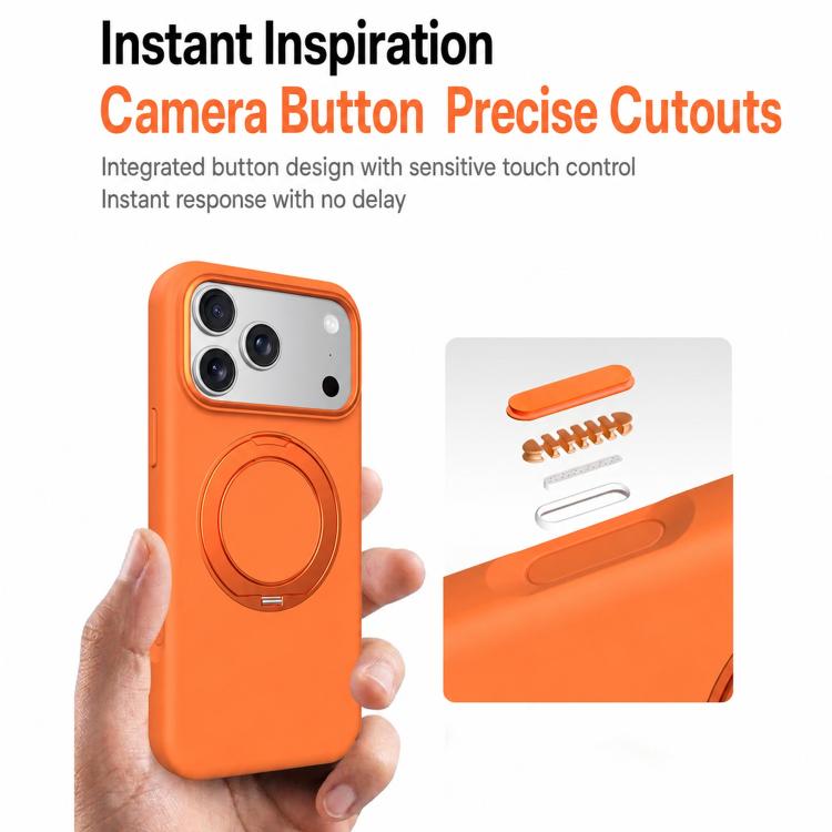 Custodia magnetica per telefono in silicone liquido con supporto girevole, For iPhone 17 Pro Max, For iPhone 17 Pro, For iPhone 17