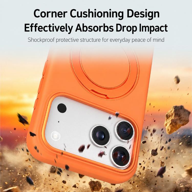 Custodia magnetica per telefono in silicone liquido con supporto girevole, For iPhone 17 Pro Max, For iPhone 17 Pro, For iPhone 17