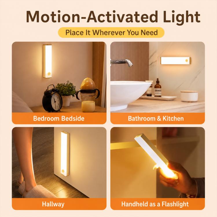 Barra luminosa a LED con sensore di movimento intelligente, lampada da comodino, 10cm 1W, 20cm 2W, 30cm 3W, 50cm 5W
