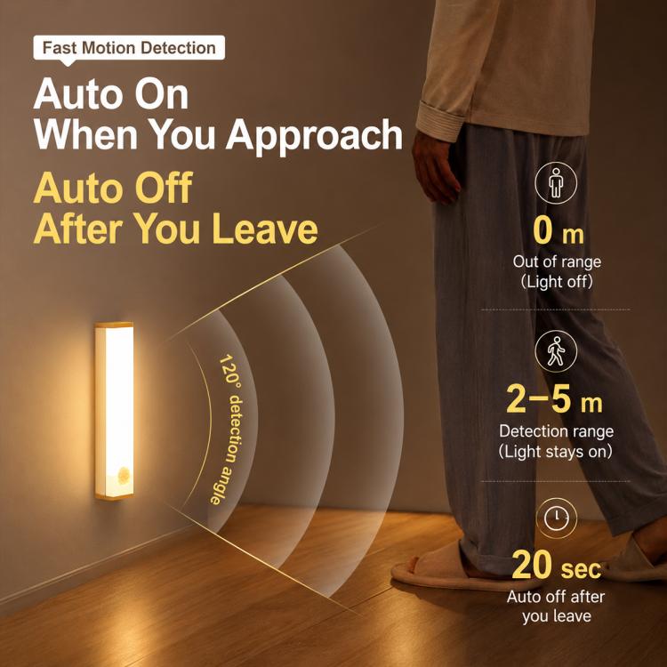 Barra luminosa a LED con sensore di movimento intelligente, lampada da comodino, 10cm 1W, 20cm 2W, 30cm 3W, 50cm 5W