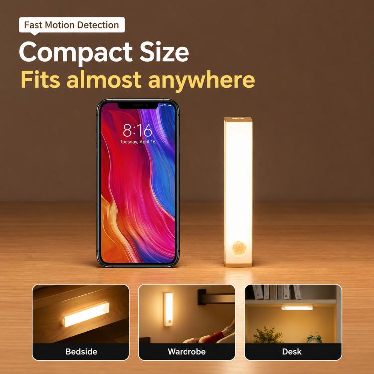 Barra luminosa a LED con sensore di movimento intelligente, lampada da comodino, 10cm 1W, 20cm 2W, 30cm 3W, 50cm 5W
