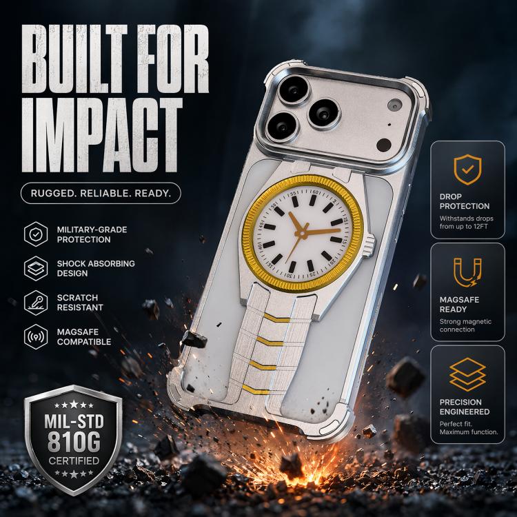 Custodia magnetica per telefono in lega di alluminio con design a orologio., For iPhone 17 Pro Max, For iPhone 17 Pro