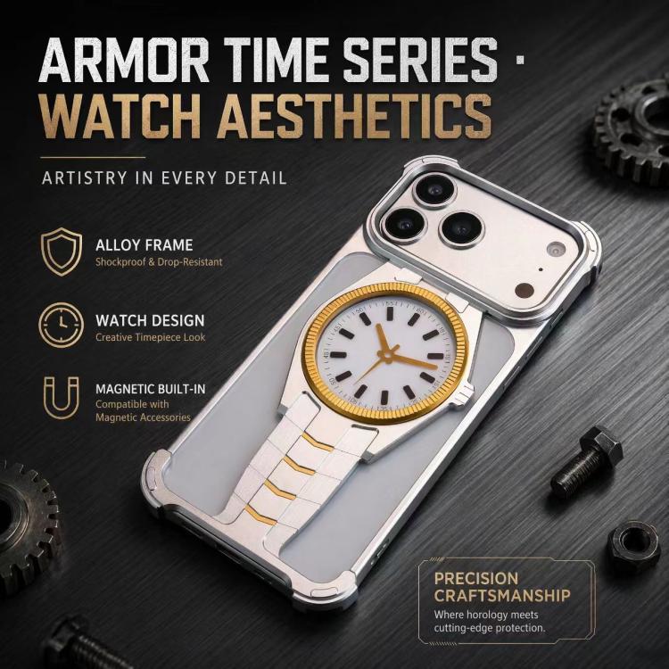 Custodia magnetica per telefono in lega di alluminio con design a orologio., For iPhone 17 Pro Max, For iPhone 17 Pro
