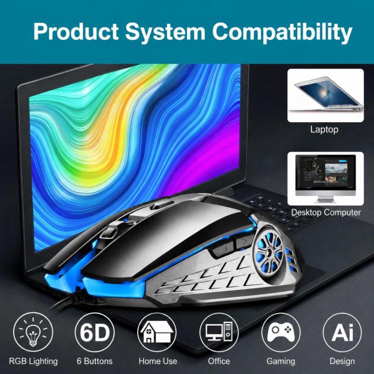Mouse meccanico da gioco USB SHIPADOO G5 6D 3200DPI