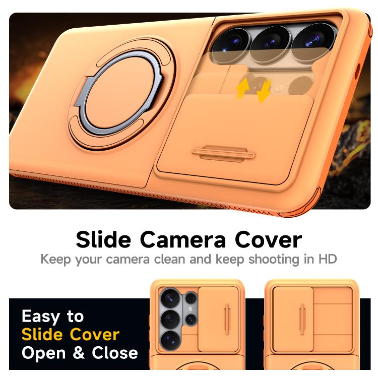Custodia per telefono con protezione per fotocamera scorrevole, slot per scheda e rotazione a 360 gradi., For Galaxy S26 Ultra 5G, For Galaxy S25 Ultra 5G