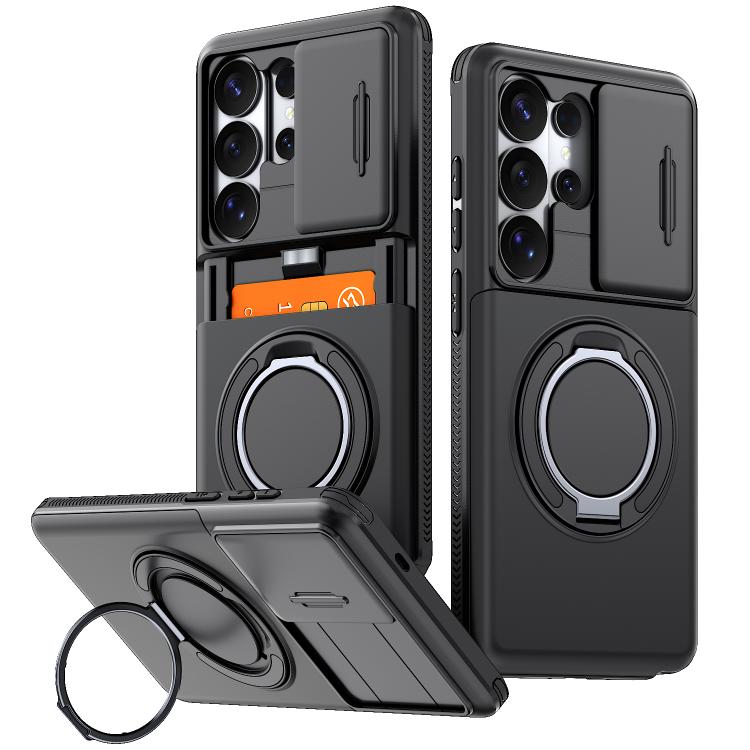 Custodia per telefono con protezione per fotocamera scorrevole, slot per scheda e rotazione a 360 gradi., For Galaxy S26 Ultra 5G, For Galaxy S25 Ultra 5G