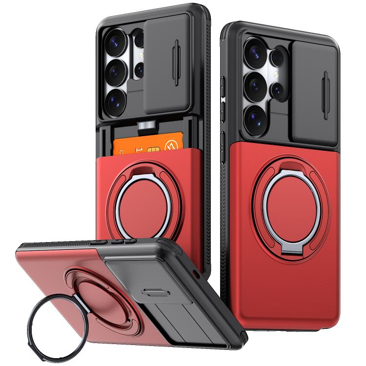 Custodia per telefono con protezione per fotocamera scorrevole, slot per scheda e rotazione a 360 gradi., For Galaxy S26 Ultra 5G, For Galaxy S25 Ultra 5G