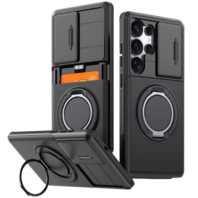 Custodia per telefono con protezione per fotocamera scorrevole, slot per scheda e rotazione a 360 gradi., For Galaxy S26 Ultra 5G, For Galaxy S25 Ultra 5G