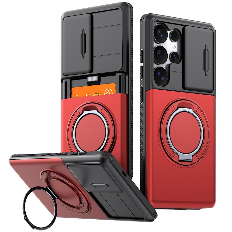 Custodia per telefono con protezione per fotocamera scorrevole, slot per scheda e rotazione a 360 gradi., For Galaxy S26 Ultra 5G, For Galaxy S25 Ultra 5G