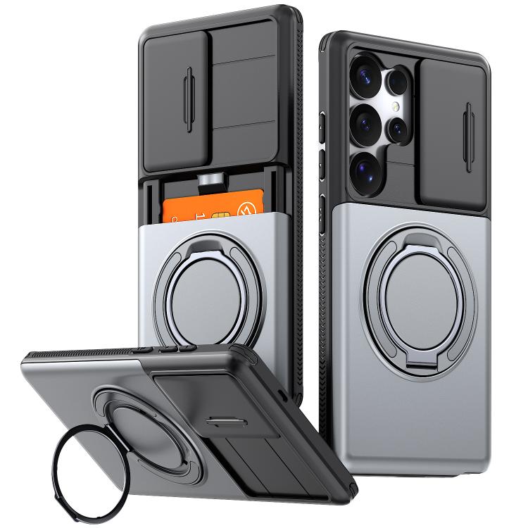Custodia per telefono con protezione per fotocamera scorrevole, slot per scheda e rotazione a 360 gradi., For Galaxy S26 Ultra 5G, For Galaxy S25 Ultra 5G