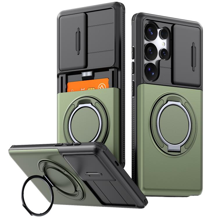 Custodia per telefono con protezione per fotocamera scorrevole, slot per scheda e rotazione a 360 gradi., For Galaxy S26 Ultra 5G, For Galaxy S25 Ultra 5G