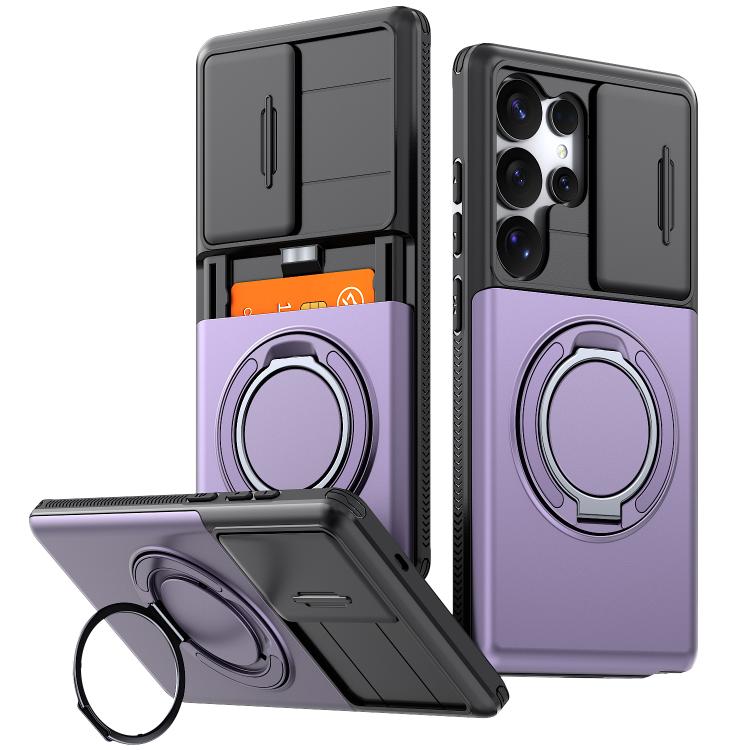 Custodia per telefono con protezione per fotocamera scorrevole, slot per scheda e rotazione a 360 gradi., For Galaxy S26 Ultra 5G, For Galaxy S25 Ultra 5G