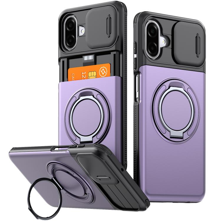 Custodia per telefono con protezione per fotocamera scorrevole, slot per scheda e rotazione a 360 gradi., For Galaxy A56 5G / A37 5G / A27 5G, For Galaxy A06 / A07
