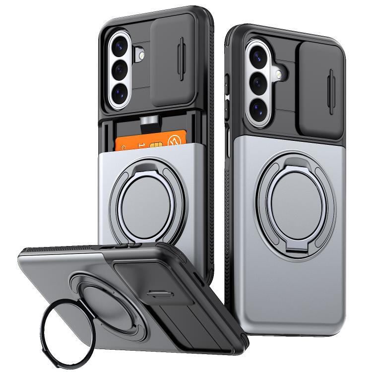 Custodia per telefono con protezione per fotocamera scorrevole, slot per scheda e rotazione a 360 gradi., For Galaxy A56 5G / A37 5G / A27 5G, For Galaxy A06 / A07