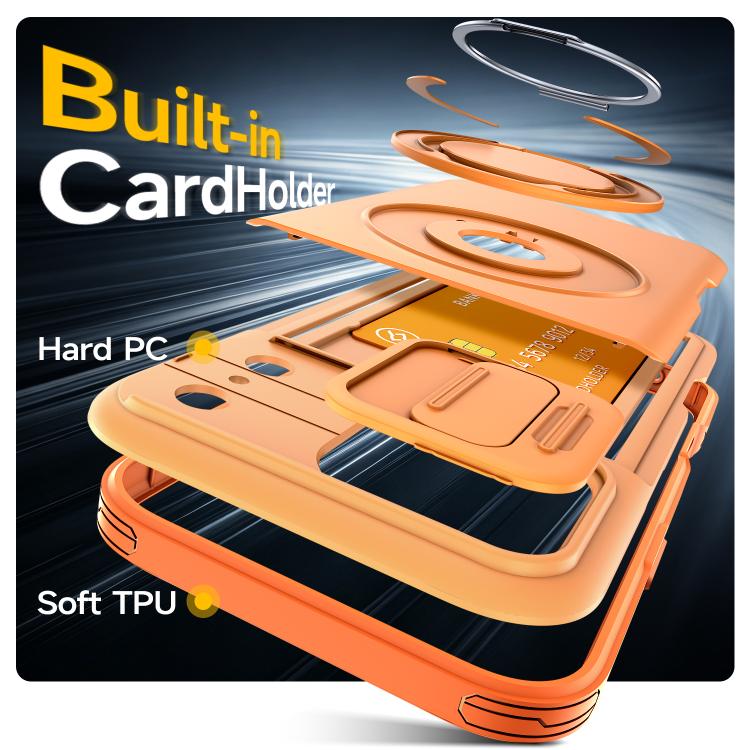Custodia per telefono con protezione per fotocamera scorrevole, slot per scheda e rotazione a 360 gradi., For iPhone 17 Pro Max, For iPhone 17, For iPhone 16 Pro Max