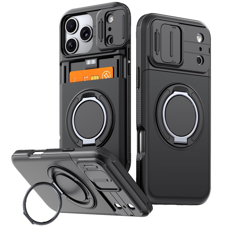 Custodia per telefono con protezione per fotocamera scorrevole, slot per scheda e rotazione a 360 gradi., For iPhone 17 Pro Max, For iPhone 17, For iPhone 16 Pro Max
