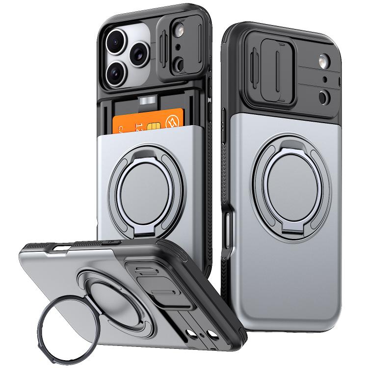 Custodia per telefono con protezione per fotocamera scorrevole, slot per scheda e rotazione a 360 gradi., For iPhone 17 Pro Max, For iPhone 17, For iPhone 16 Pro Max
