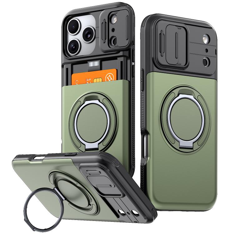 Custodia per telefono con protezione per fotocamera scorrevole, slot per scheda e rotazione a 360 gradi., For iPhone 17 Pro Max, For iPhone 17, For iPhone 16 Pro Max