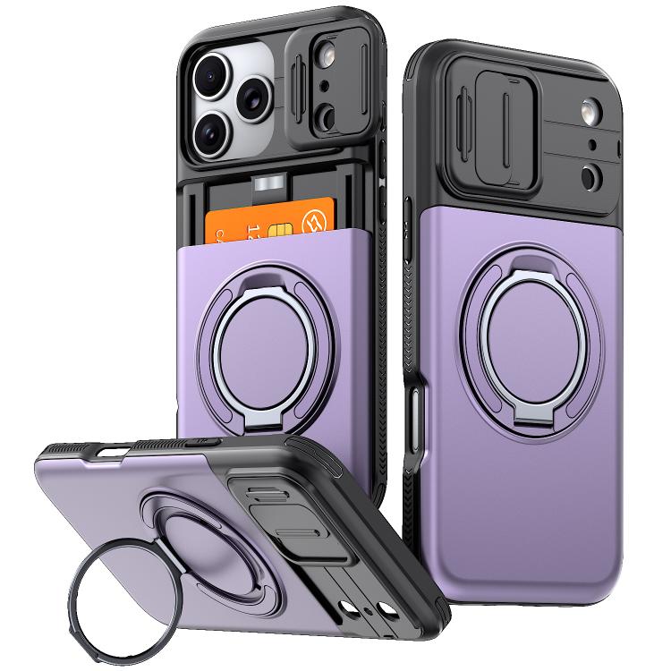 Custodia per telefono con protezione per fotocamera scorrevole, slot per scheda e rotazione a 360 gradi., For iPhone 17 Pro Max, For iPhone 17, For iPhone 16 Pro Max