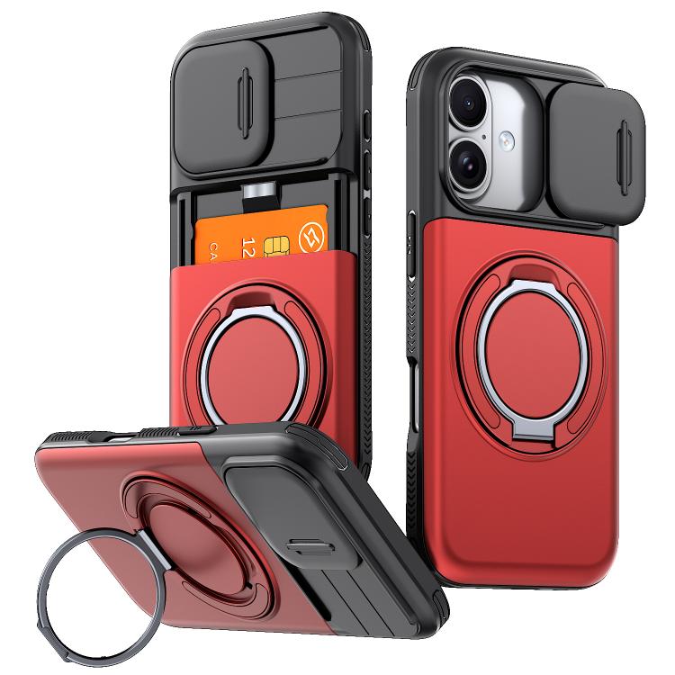 Custodia per telefono con protezione per fotocamera scorrevole, slot per scheda e rotazione a 360 gradi., For iPhone 17 Pro Max, For iPhone 17, For iPhone 16 Pro Max