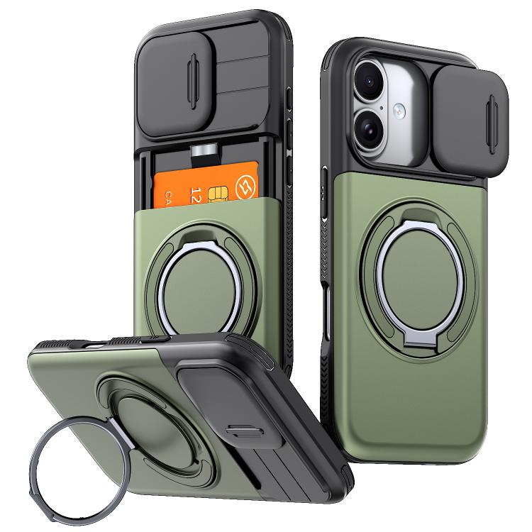 Custodia per telefono con protezione per fotocamera scorrevole, slot per scheda e rotazione a 360 gradi., For iPhone 17 Pro Max, For iPhone 17, For iPhone 16 Pro Max
