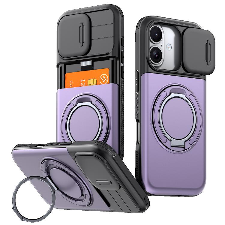 Custodia per telefono con protezione per fotocamera scorrevole, slot per scheda e rotazione a 360 gradi., For iPhone 17 Pro Max, For iPhone 17, For iPhone 16 Pro Max